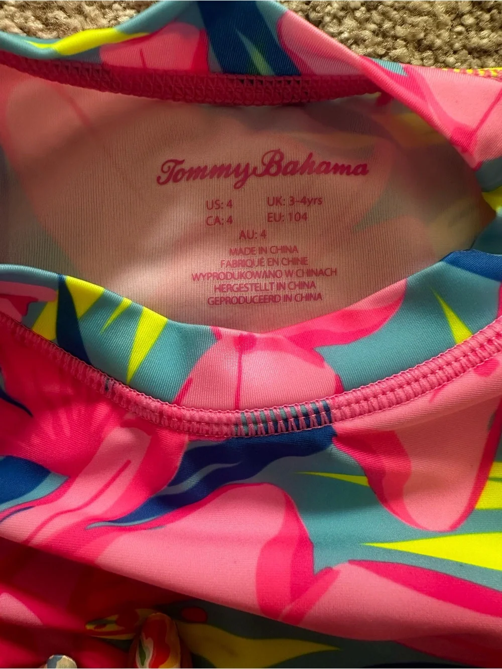 Tommy Bahama Pink Floral Long-Sleeve Kids Rashguard Set 4